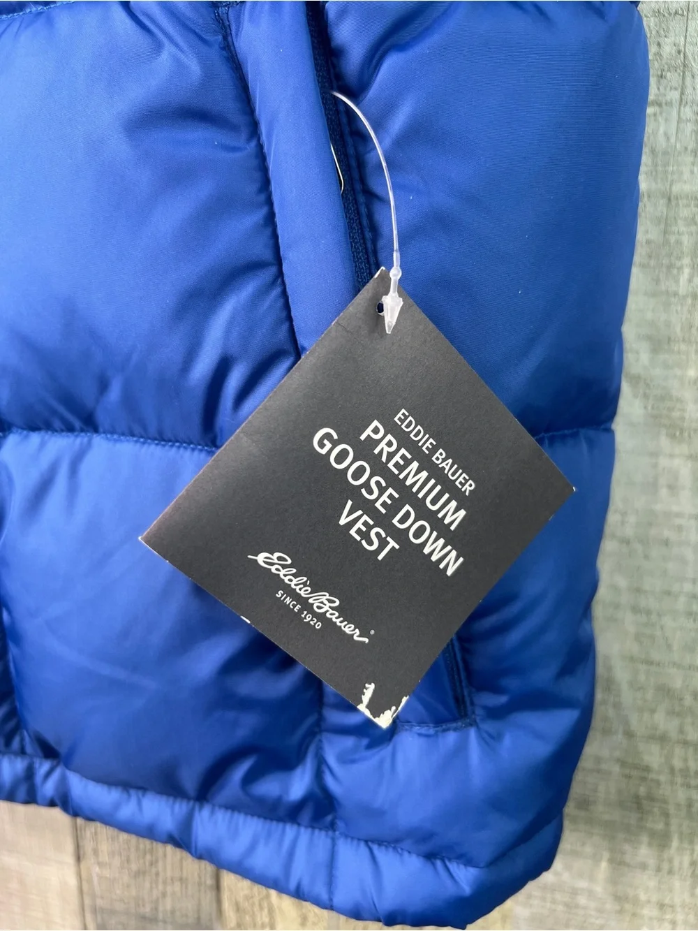 Eddie Bauer Blue Puffer Vest Jacket With Zippered Pockets Premium Goose Down